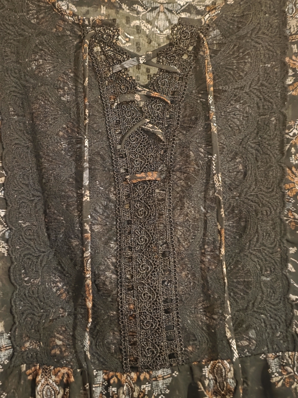 Maurices Black Floral Lace-Trim Peasant Tunic sheer and elegant - Picture 3 of 5